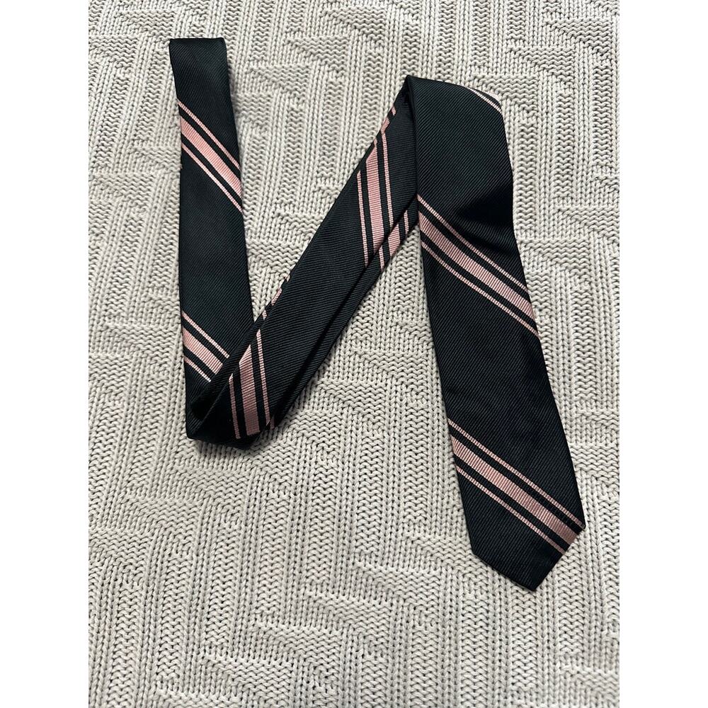 Vintage Field Brothers Black And Pink Striped Silk Sk… - Gem